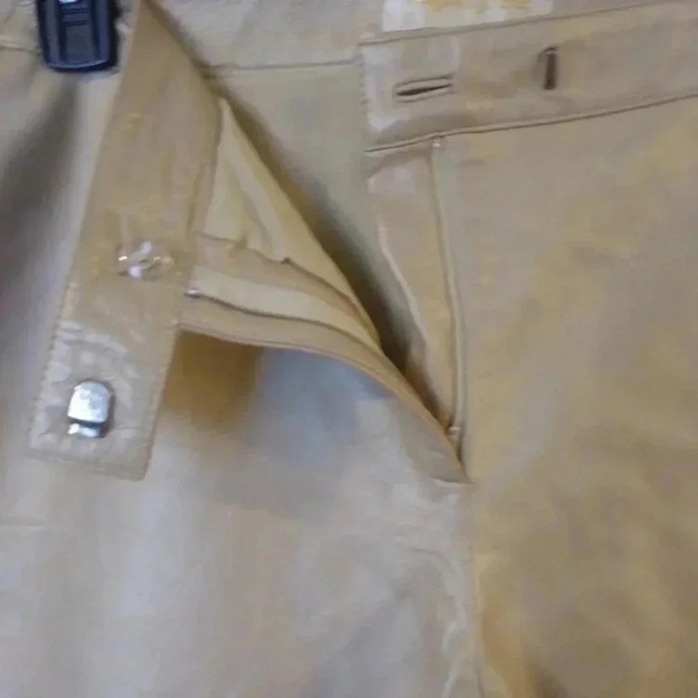 Margaret Godfrey Champagne Metallic Leather Straight Leg Pants Size 8 Gold - Picture 5 of 10